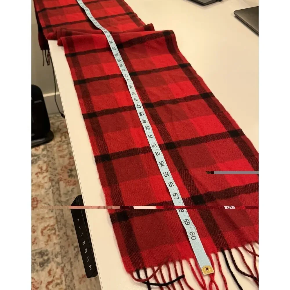 Phenix Cashmere Scarf Red Black Plaid Old Money Preppy Classic 100% cashmere